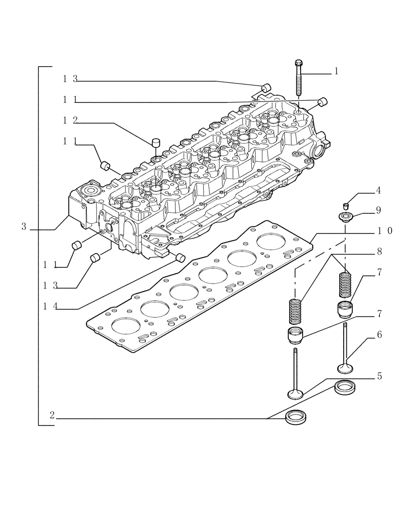 Схема запчастей Case 1850K - (0.060[01]) - CYLINDER HEAD (01) - ENGINE