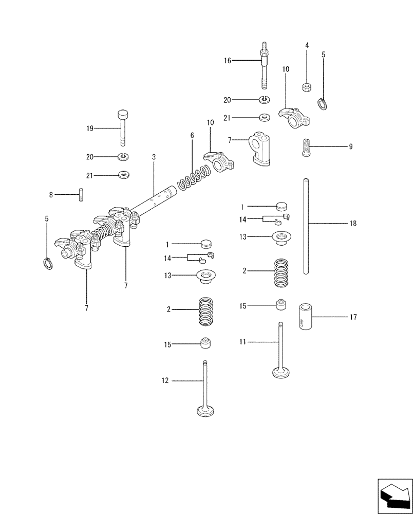 Схема запчастей Case CX17B - (08-002) - VALVE DRIVE (10) - ENGINE