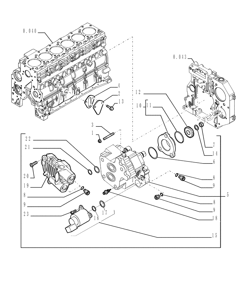 Схема запчастей Case 1850K - (0.140[01]) - INJECTION PUMP (01) - ENGINE