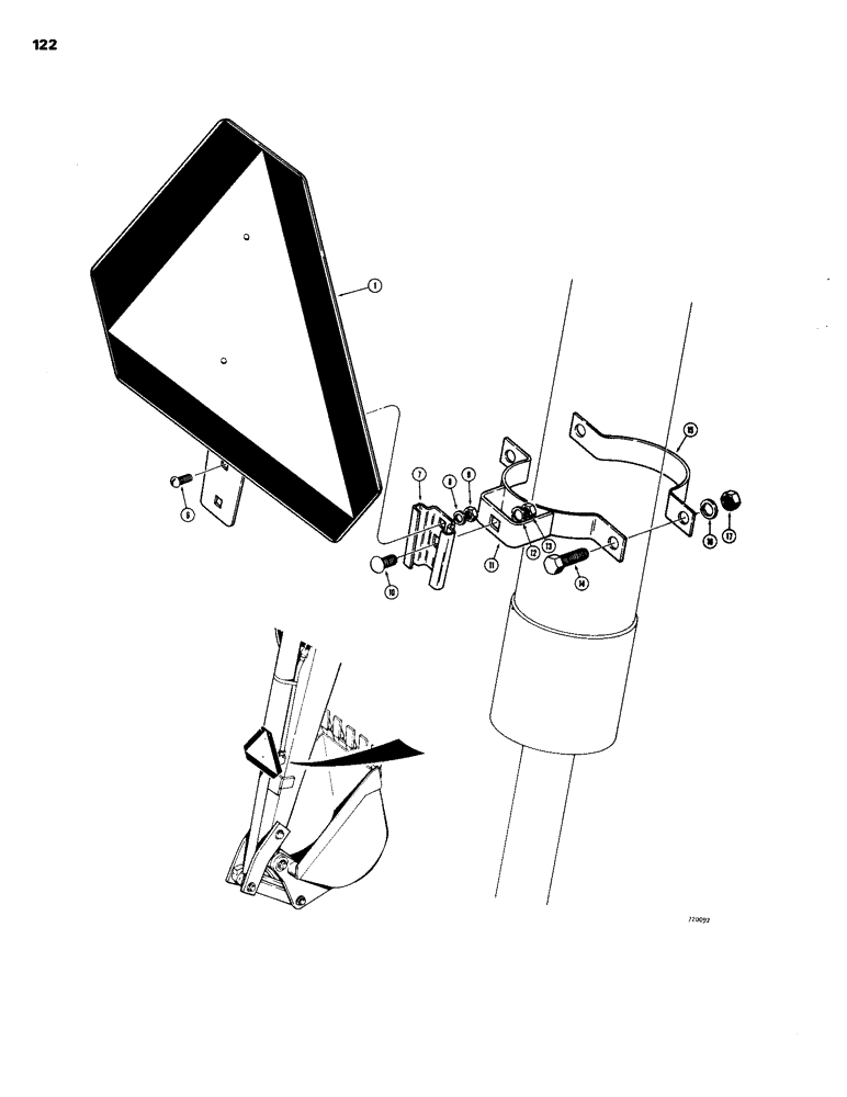 Схема запчастей Case 26S - (122) - SLOW MOVING VEHICLE EMBLEM, MODELS WITH SOCKET TYPE MOUNTING BRACKET 