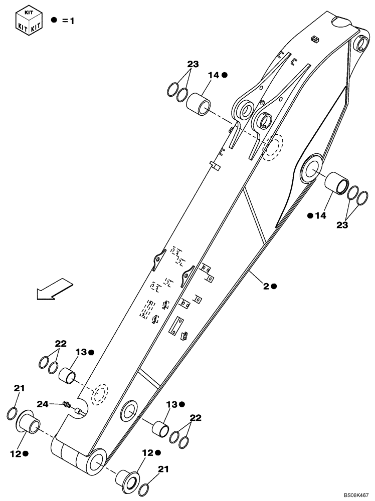 Схема запчастей Case CX800B - (09-57) - ARM - STANDARD (3.60 M) (09) - CHASSIS