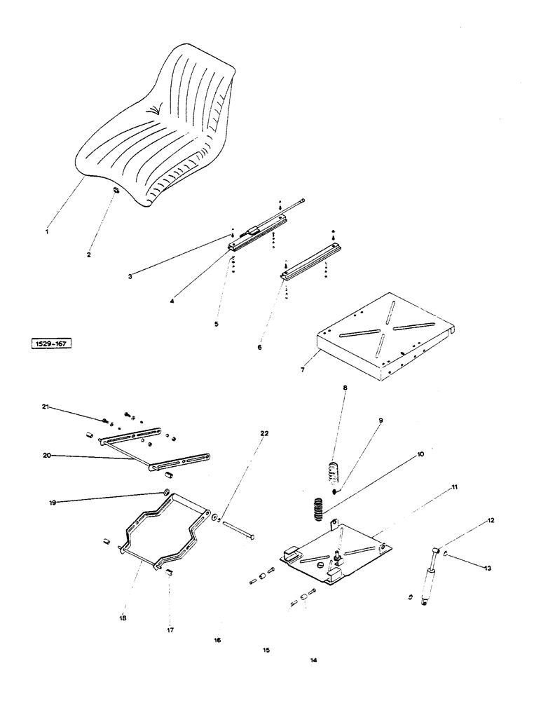 Схема запчастей Case 1529 - (159A) - SEAT, FOR GERMANY (90) - PLATFORM, CAB, BODYWORK AND DECALS
