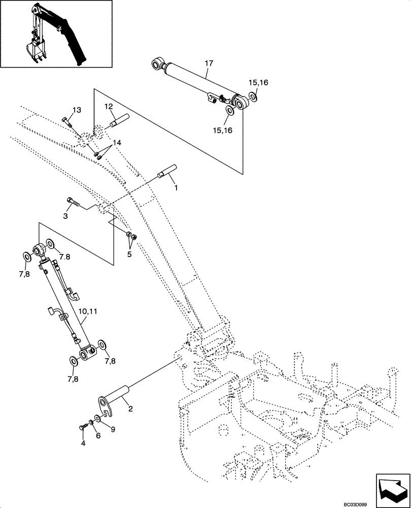 Схема запчастей Case CX36 - (08-87[00]) - MOUNTING - BOOM AND ARM CYLINDERS (CX36 ASN PX11 - 08901) (08) - HYDRAULICS