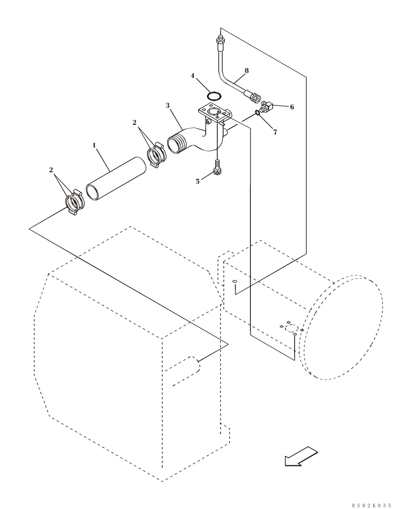 Схема запчастей Case CX330 - (08-004-00[01]) - HYDRAULICS - PUMP SUCTION LINE (08) - HYDRAULICS