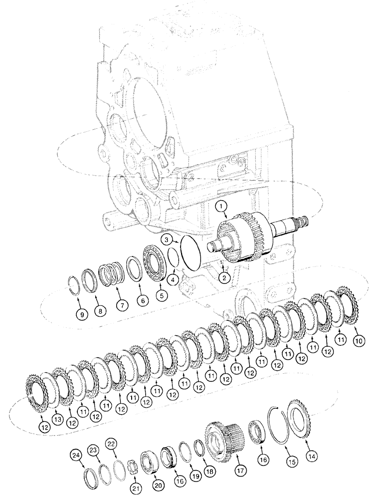 Схема запчастей Case 921B - (6-021[A]) - TRANSMISSION ASSEMBLY - REVERSE GEAR AND CLUTCH, P.I.N. JEE0052701 AND AFTER (06) - POWER TRAIN