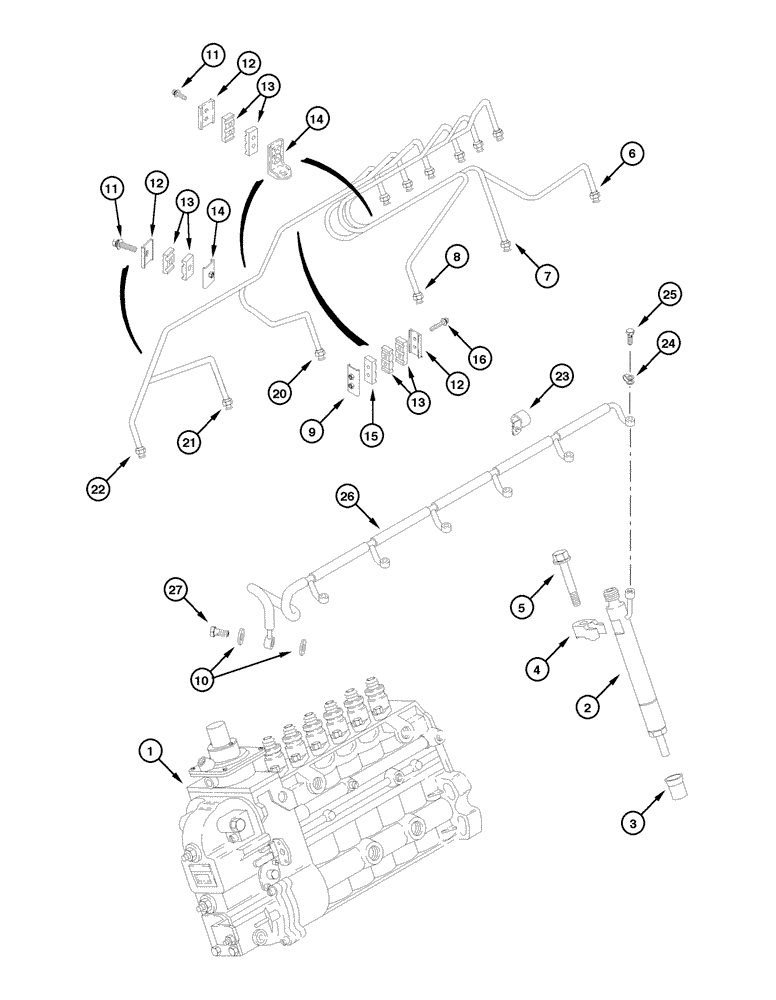 Схема запчастей Case 885 - (03-10[01]) - ENGINE FUEL LINE (03) - FUEL SYSTEM