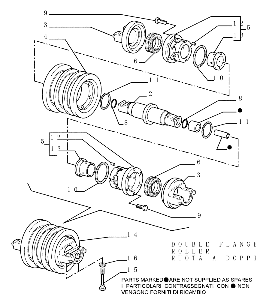 Схема запчастей Case 1850K LT - (9.340[02]) - TRACK FRAME - 7 ROLLERS - OPTIONAL CODE 76078107 (19) - OPTIONS