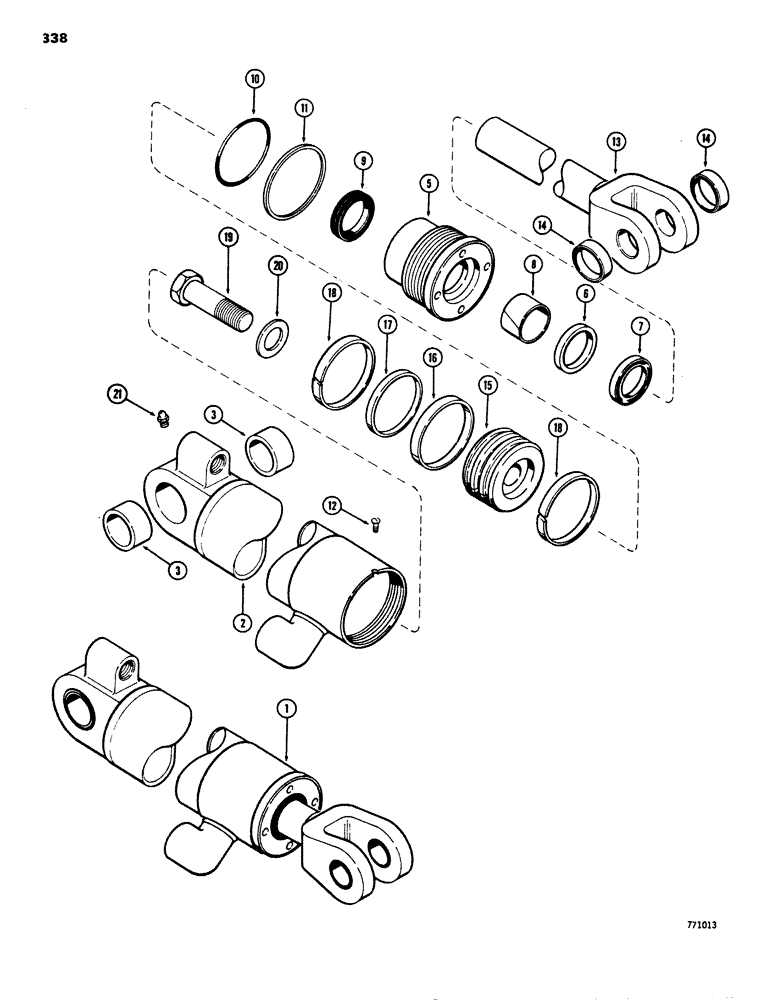 Схема запчастей Case 680E - (338) - G102140 LOADER LIFT CYLINDERS, WITH ONE PIECE PISTON (35) - HYDRAULIC SYSTEMS