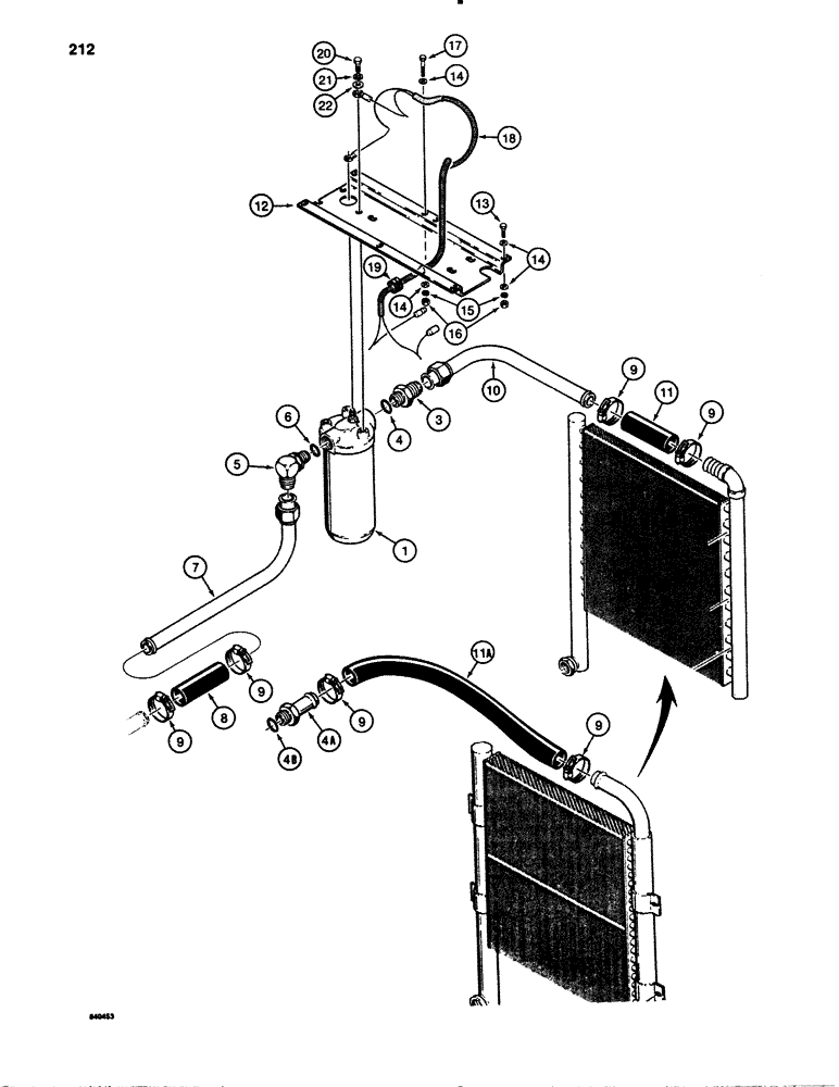 Схема запчастей Case 780B - (212) - EQUIPMENT HYDRAULIC CIRCUIT, FILTER TO OIL COOLER (08) - HYDRAULICS