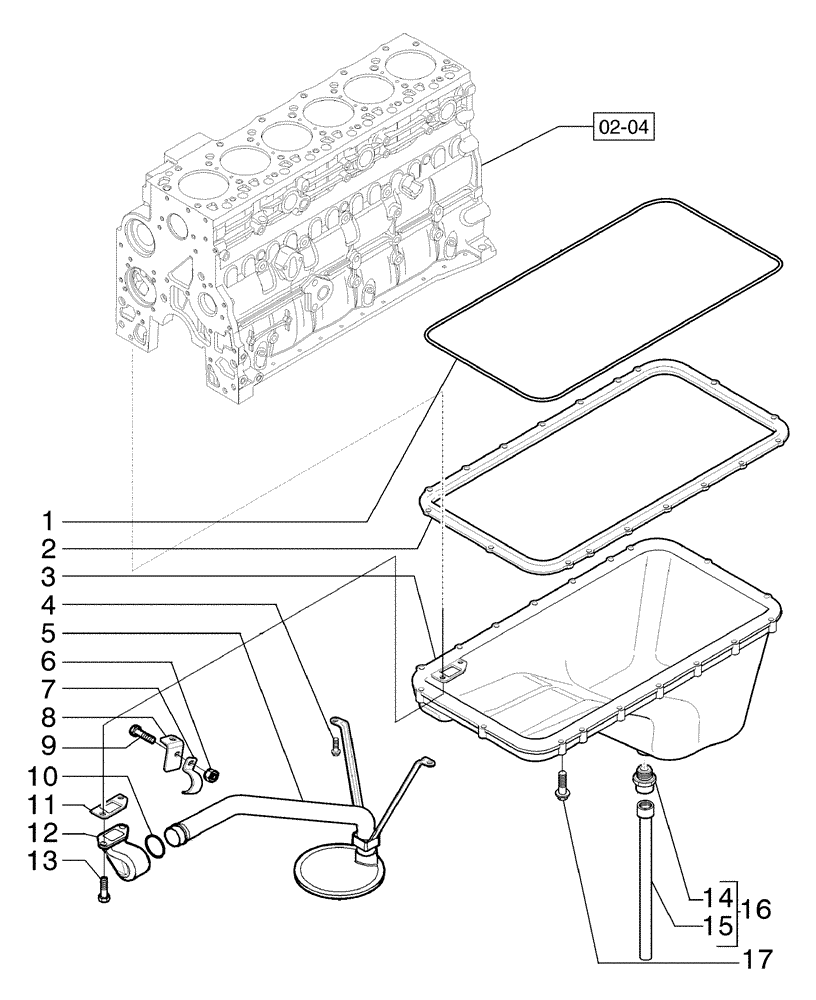 Схема запчастей Case 865B - (02-25[01]) - OIL PUMP, RESERVOIR (02) - ENGINE