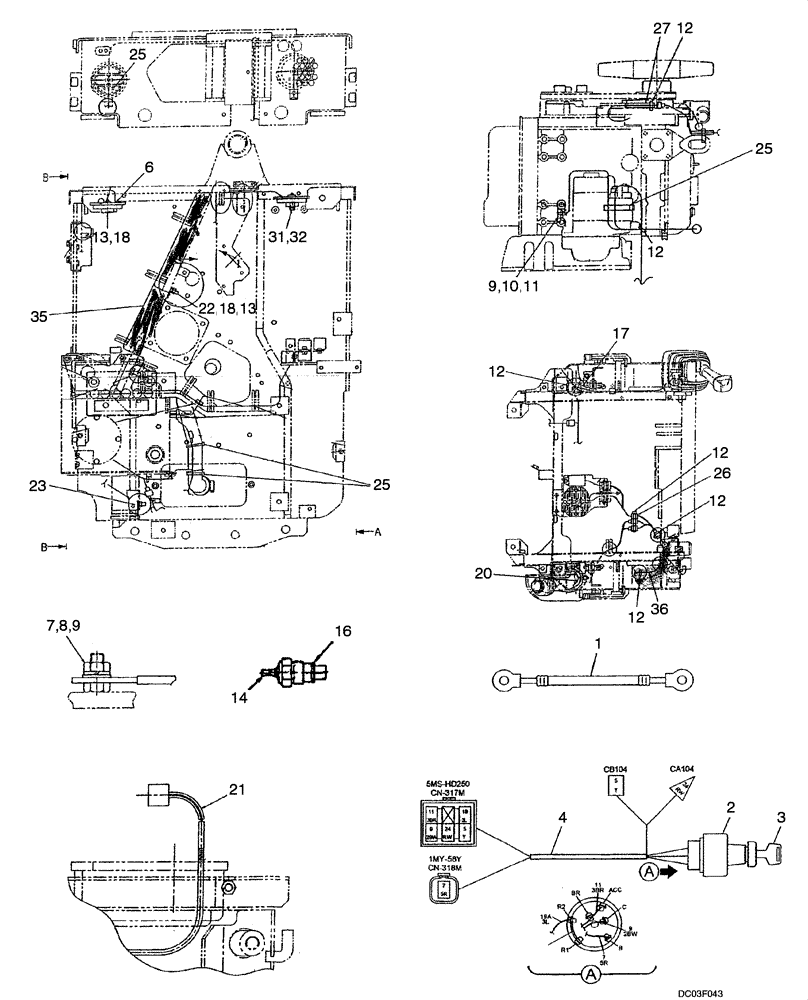 Схема запчастей Case CX14 - (04-03[00]) - HARNESS, MAIN - CHASSIS, UPPERSTRUCTURE (04) - ELECTRICAL SYSTEMS