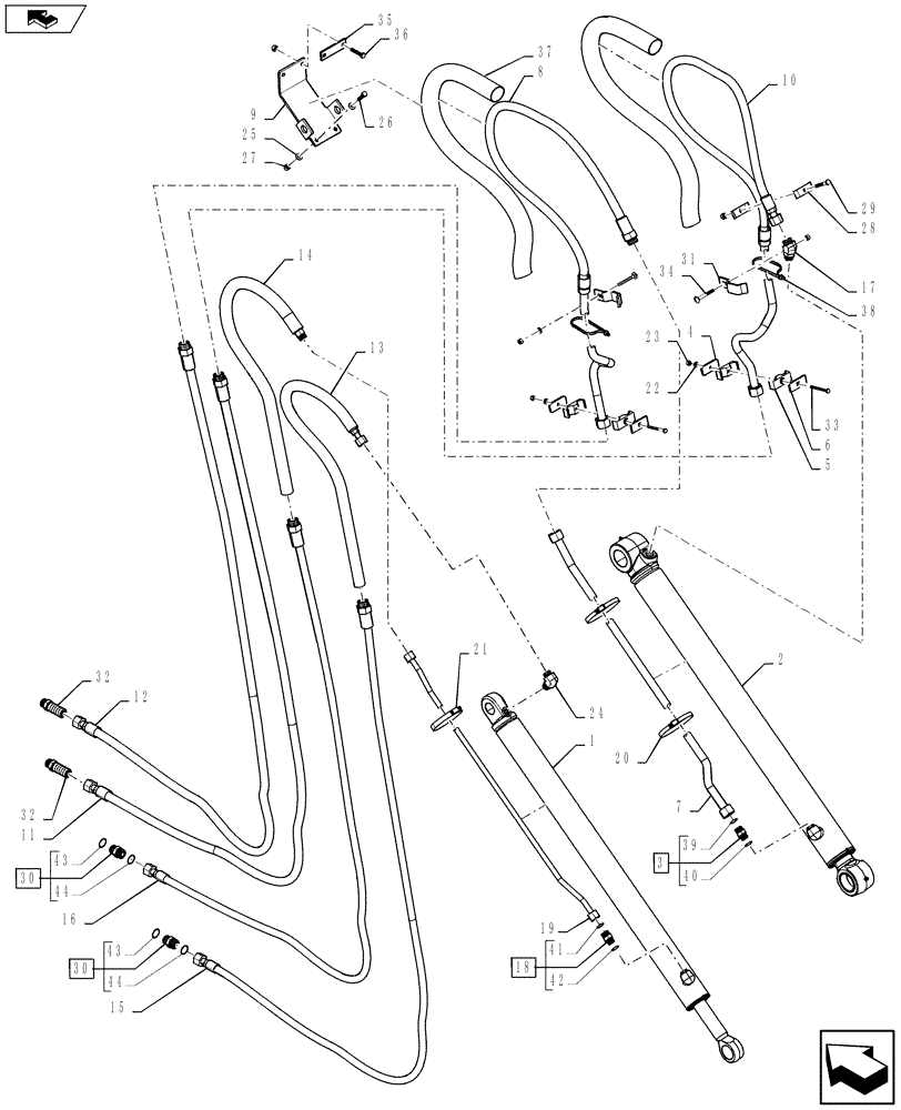 Схема запчастей Case 590SN - (35.740.0202) - VAR - 423076 - HYDRAULICS - BACKHOE EXTENDABLE DIPPER (35) - HYDRAULIC SYSTEMS