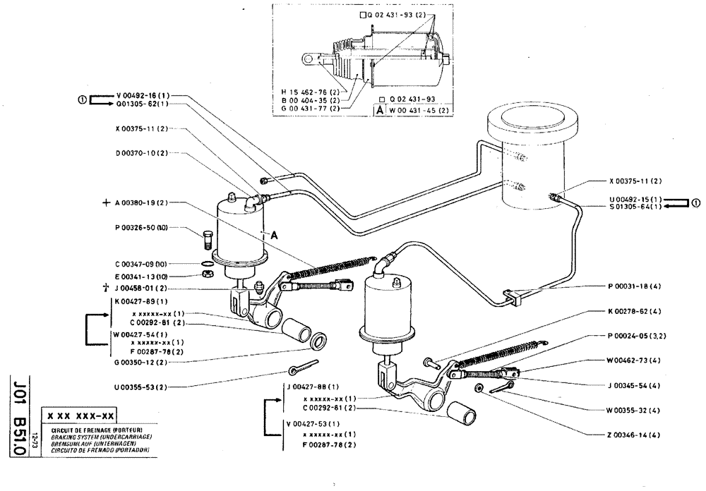 Схема запчастей Case TY45 - (J01 B51.0) - BRAKING SYSTEM - UNDERCARRIAGE (04) - UNDERCARRIAGE