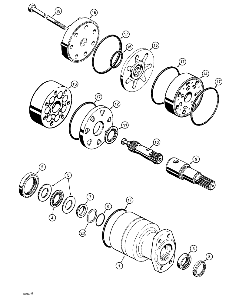 Схема запчастей Case MAXI-SNEAKER - (08-026) - HYDRA-BORER MOTOR ASSEMBLY (08) - HYDRAULICS