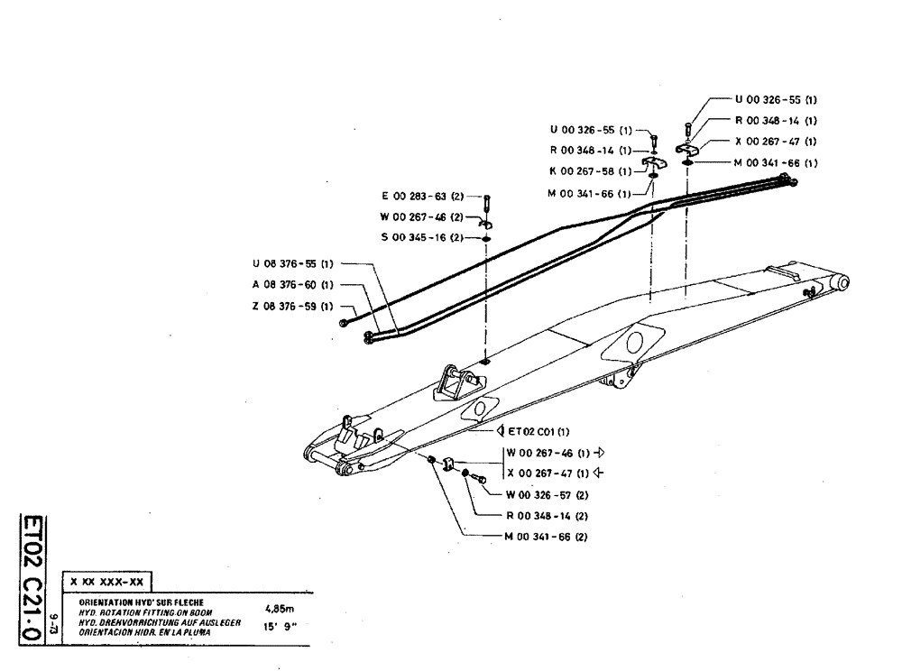 Схема запчастей Case TY45 - (ET02 C21.0) - HYD. ROTATION FITTING ON BOOM - 4,85 M (15 9") (09) - BOOMS