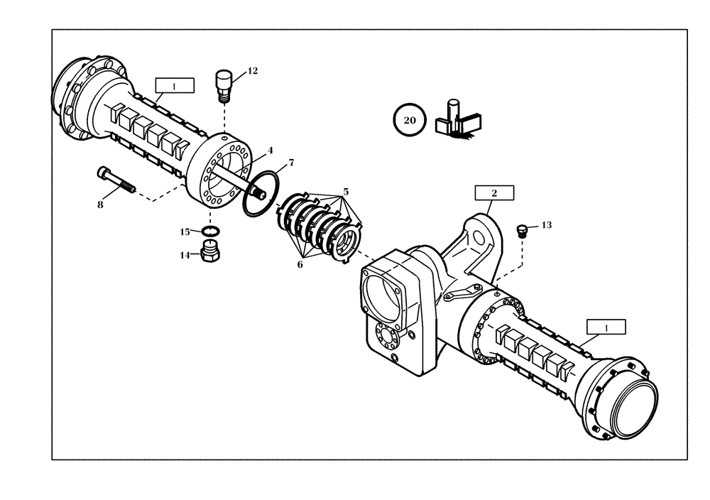 Схема запчастей Case 321D - (02.021[001]) - REAR AXLE MOUNTING PARTS SELF-LOCKING (OPTION) (S/N 591052-UP) No Description