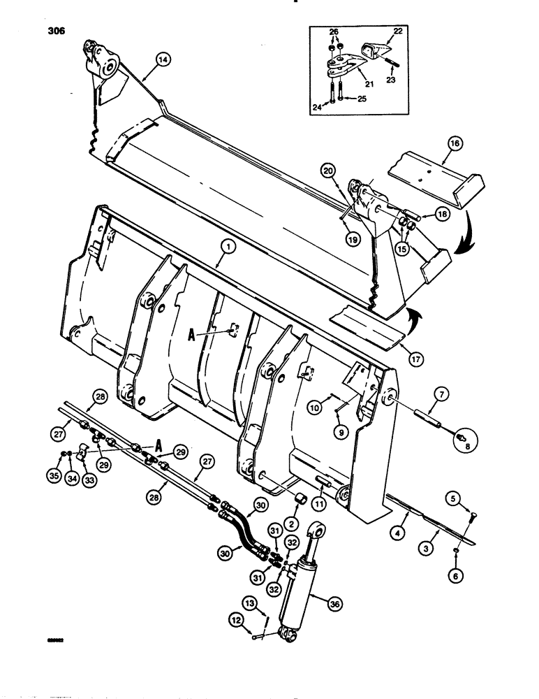 Схема запчастей Case 780B - (306) - CLAM LOADER BUCKET (09) - CHASSIS/ATTACHMENTS