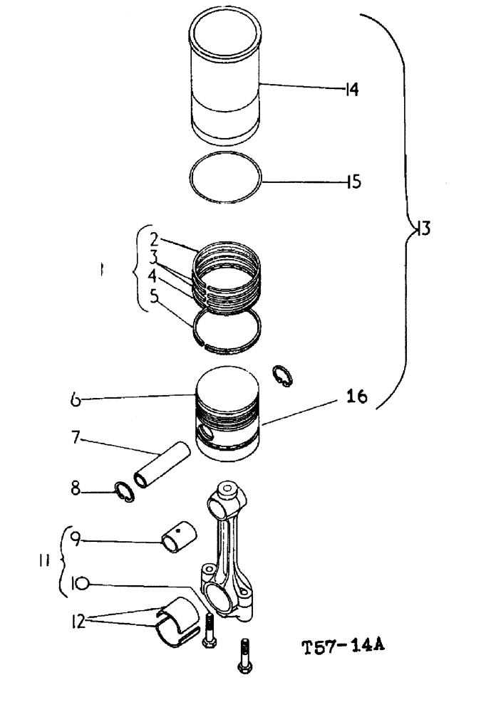 Схема запчастей Case 500 - (12-056) - CONNECTING ROD AND PISTON UNIT DIESEL ENGINE No Description