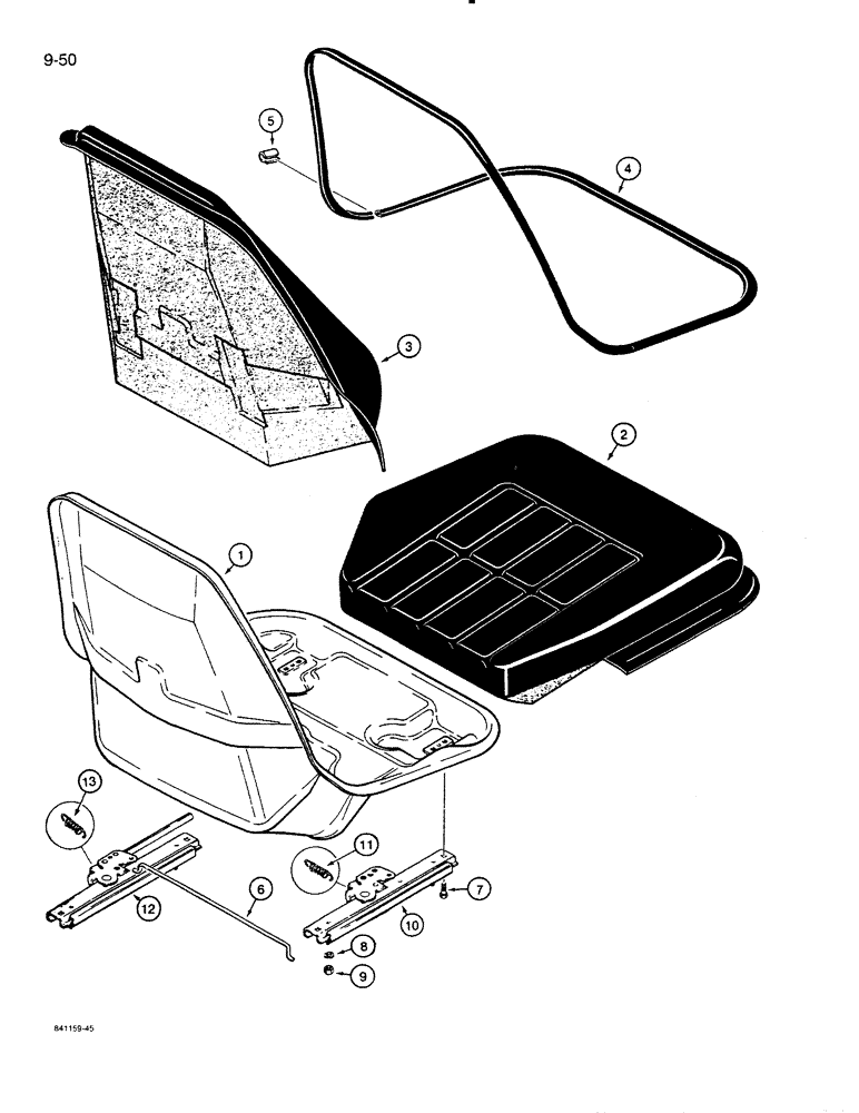 Схема запчастей Case 821 - (9-050) - STANDARD SEAT (09) - CHASSIS/ATTACHMENTS