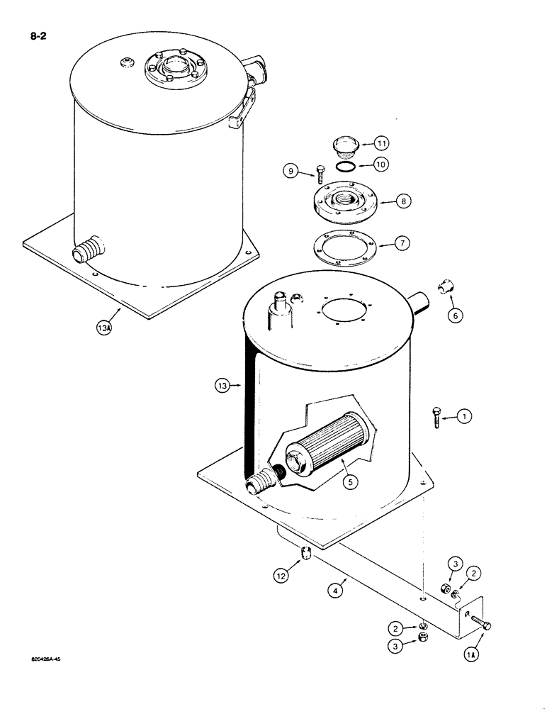 Схема запчастей Case W20C - (8-02) - HYDRAULIC RESERVOIR (08) - HYDRAULICS