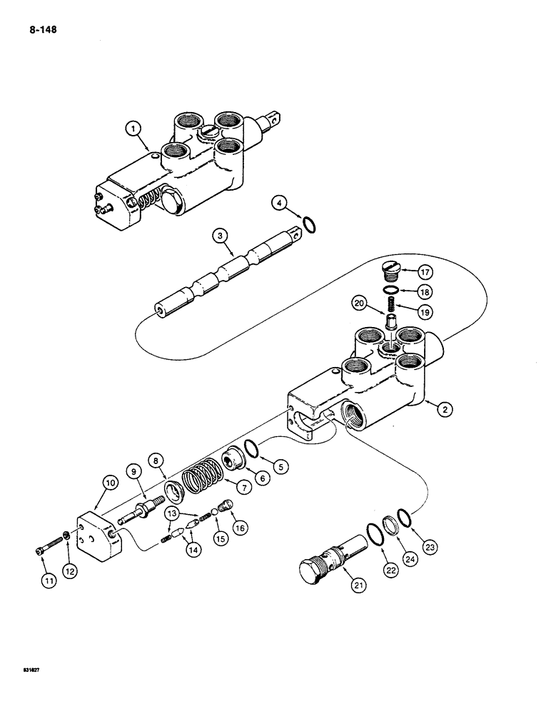 Схема запчастей Case CASE - (8-148) - ATTACHMENT CONTROL VALVE (08) - HYDRAULICS