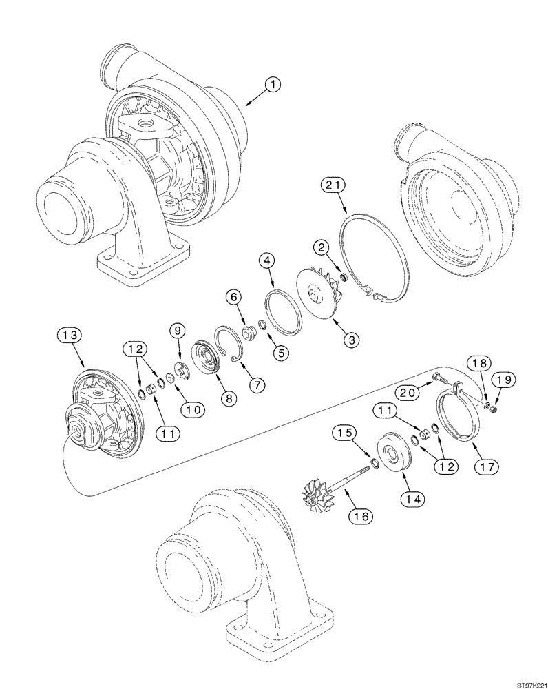 Схема запчастей Case 550H-IND - (02-15) - TURBOCHARGER ASSY, 4T-390 EMISSIONS CERTIFIED ENGINE (02) - ENGINE