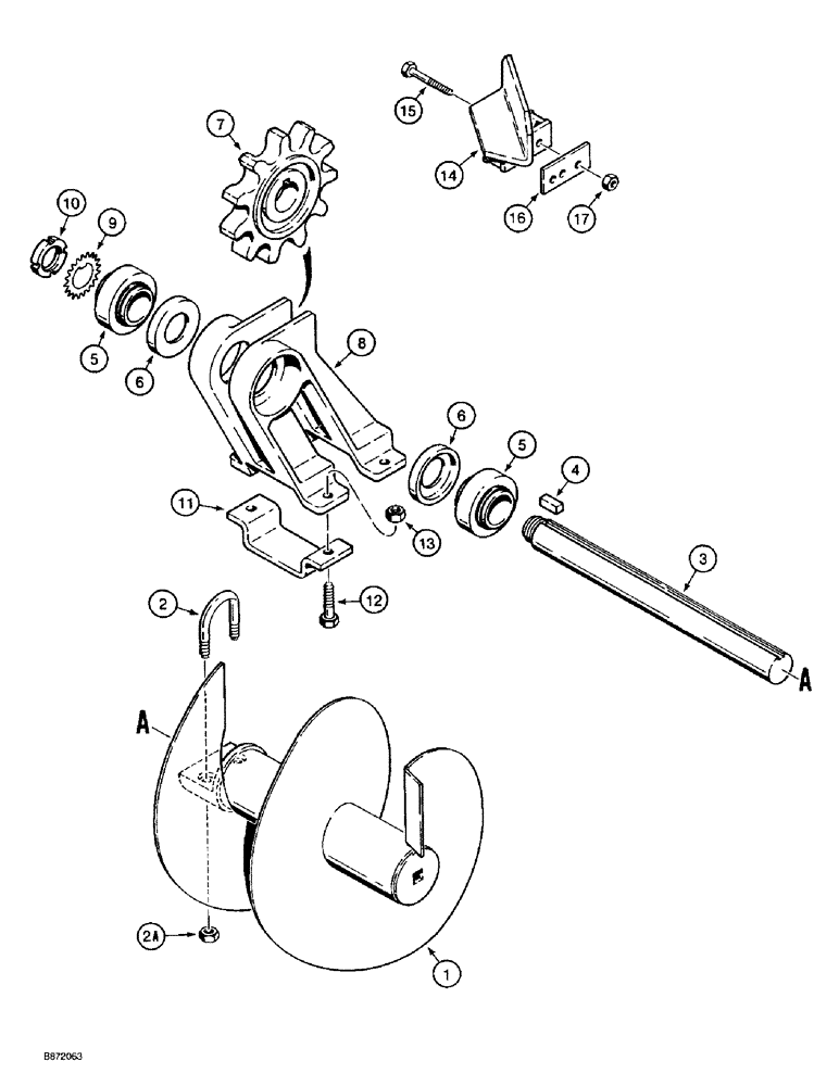 Схема запчастей Case TF300 - (9-56) - FLUSH DIGGER AUGER, CHAIN SPROCKET MOUNTING AND, DRAG SLANT (09) - CHASSIS/ATTACHMENTS