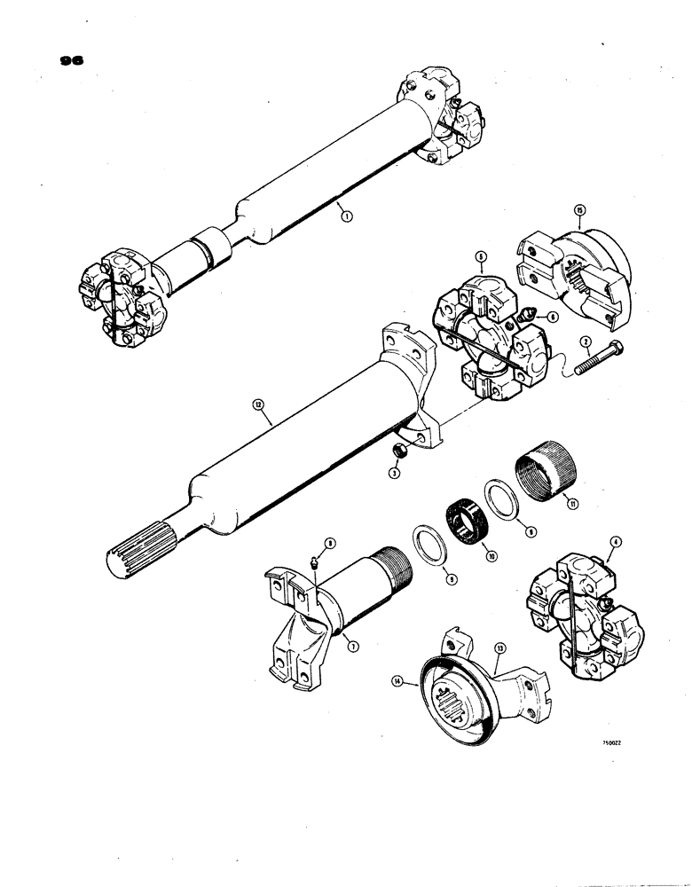 Схема запчастей Case W24B - (096) - REAR AXLE DRIVE SHAFT, UNITS WITH RING GEAR DRIVE/BEFORE TRAC. SN 9115926 (06) - POWER TRAIN