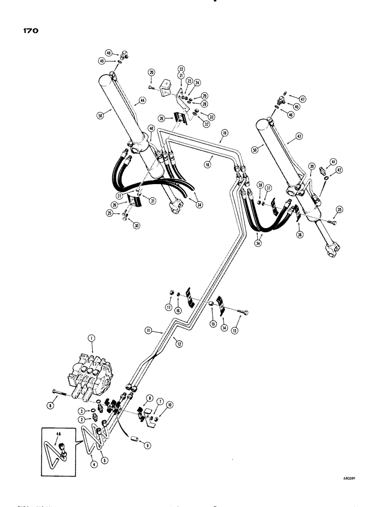 Схема запчастей Case 1150 - (170) - DOZER LIFT HYDRAULICS (07) - HYDRAULIC SYSTEM