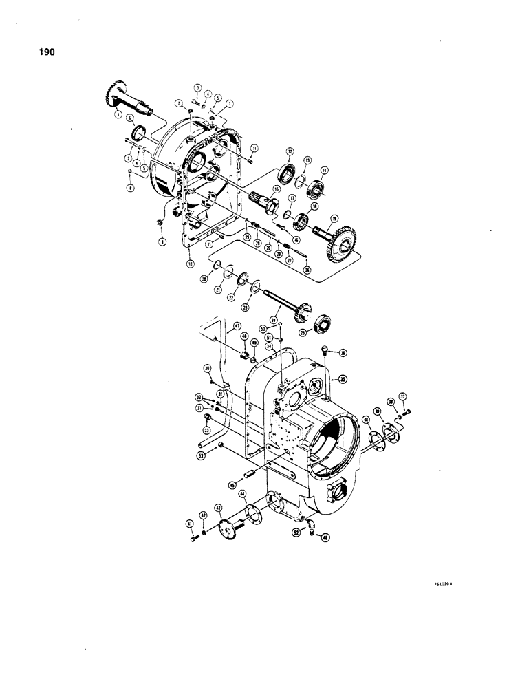 Схема запчастей Case W20 - (190) - TRANSMISSION, TORQUE CONVERTER HOUSING, GEARS, AND TRANSMISSION HOUSING (06) - POWER TRAIN