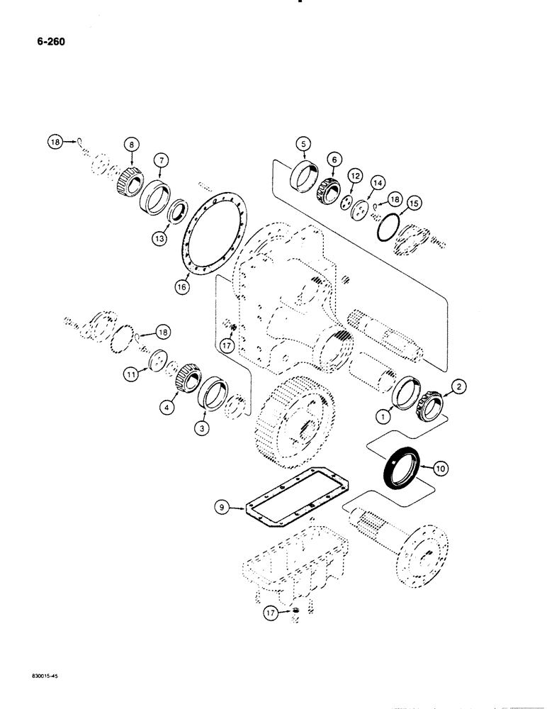 Схема запчастей Case 1455B - (6-260) - TRANSMISSION SERVICE KITS, SINGLE-REDUCTION FINAL DRIVE ASSY FOR G104460 TRANS-1450B LOADER MODELS (06) - POWER TRAIN