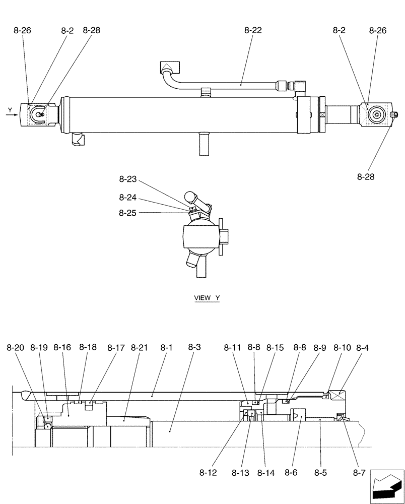 Схема запчастей Case CX36B - (03-003[02]) - CYLINDER ASSY - CAB (35) - HYDRAULIC SYSTEMS