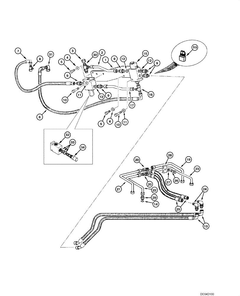 Схема запчастей Case 885 - (08.11[00]) - BLADE HYDRAULIC CIRCUIT - LOCK (5 HOLES) (08) - HYDRAULICS