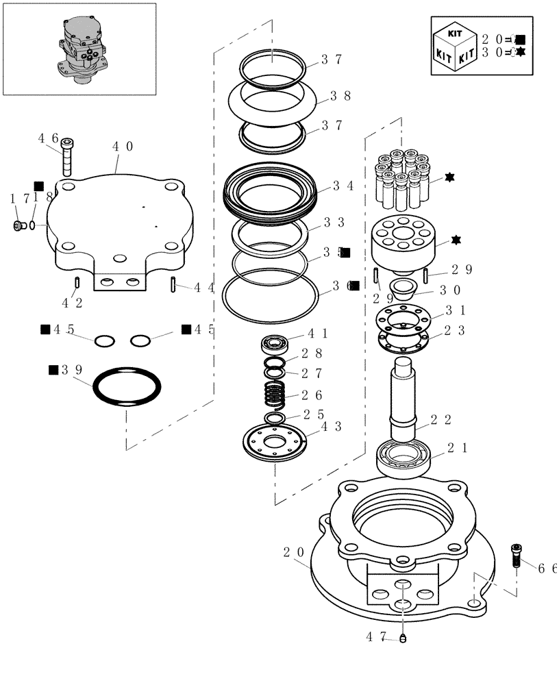 Схема запчастей Case CX22B - (1.040A[01]) - SLEW MOTOR - COMPONENTS (35) - HYDRAULIC SYSTEMS