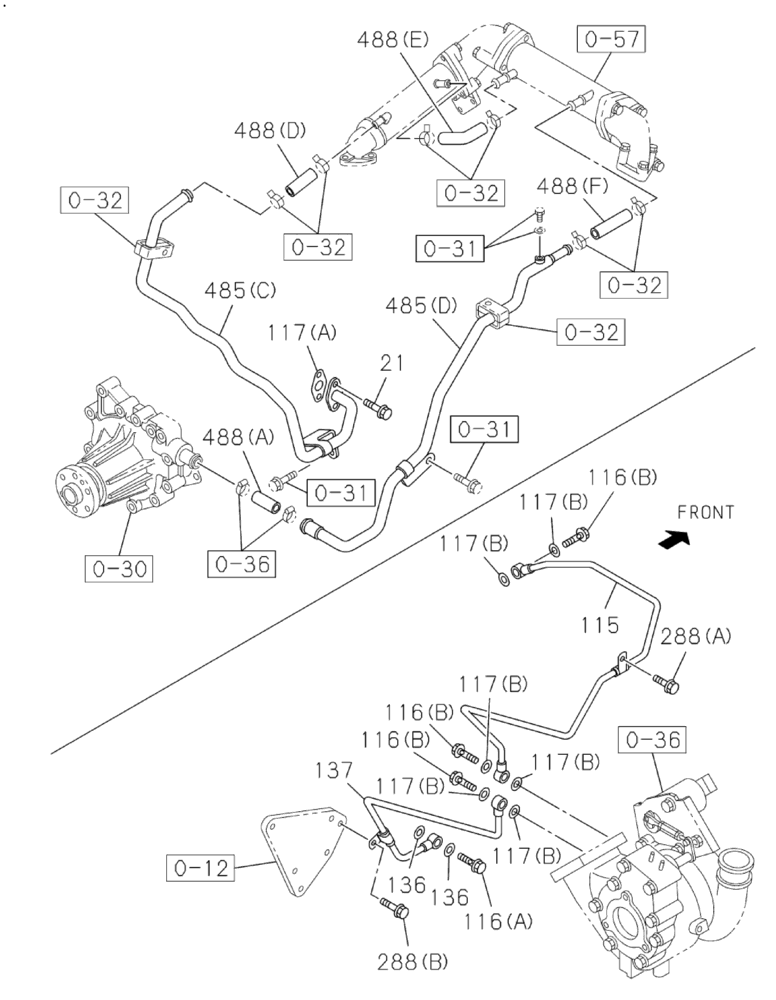 Схема запчастей Case CX210C LR - (10.250.01[02]) - TURBOCHARGER (10) - ENGINE