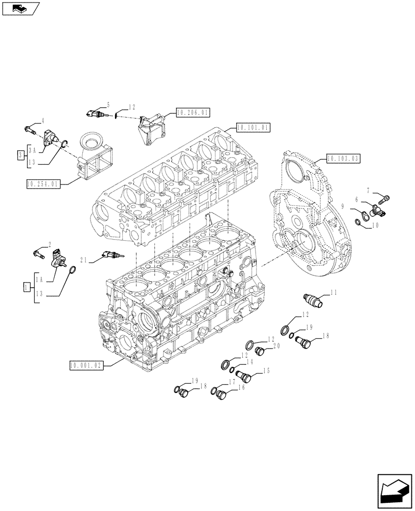 Схема запчастей Case F3BE0684N E916 - (55.414.01) - MOTOR SENSORS (504140450-504228090-504236504) (55) - ELECTRICAL SYSTEMS