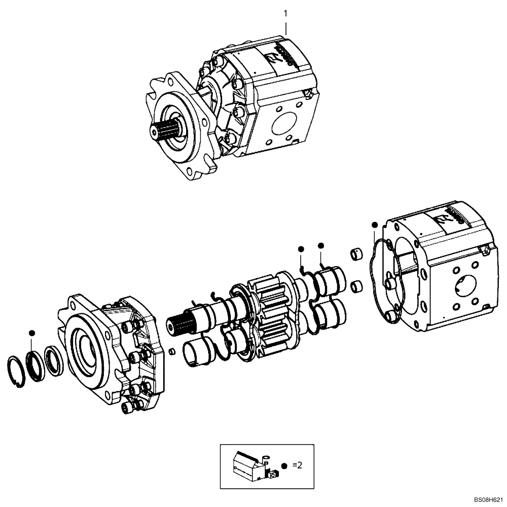 Схема запчастей Case 330B - (43H00000016[001]) - PUMP, HYDRAULIC (8998341481) (09) - Implement / Hydraulics / Frame / Brakes