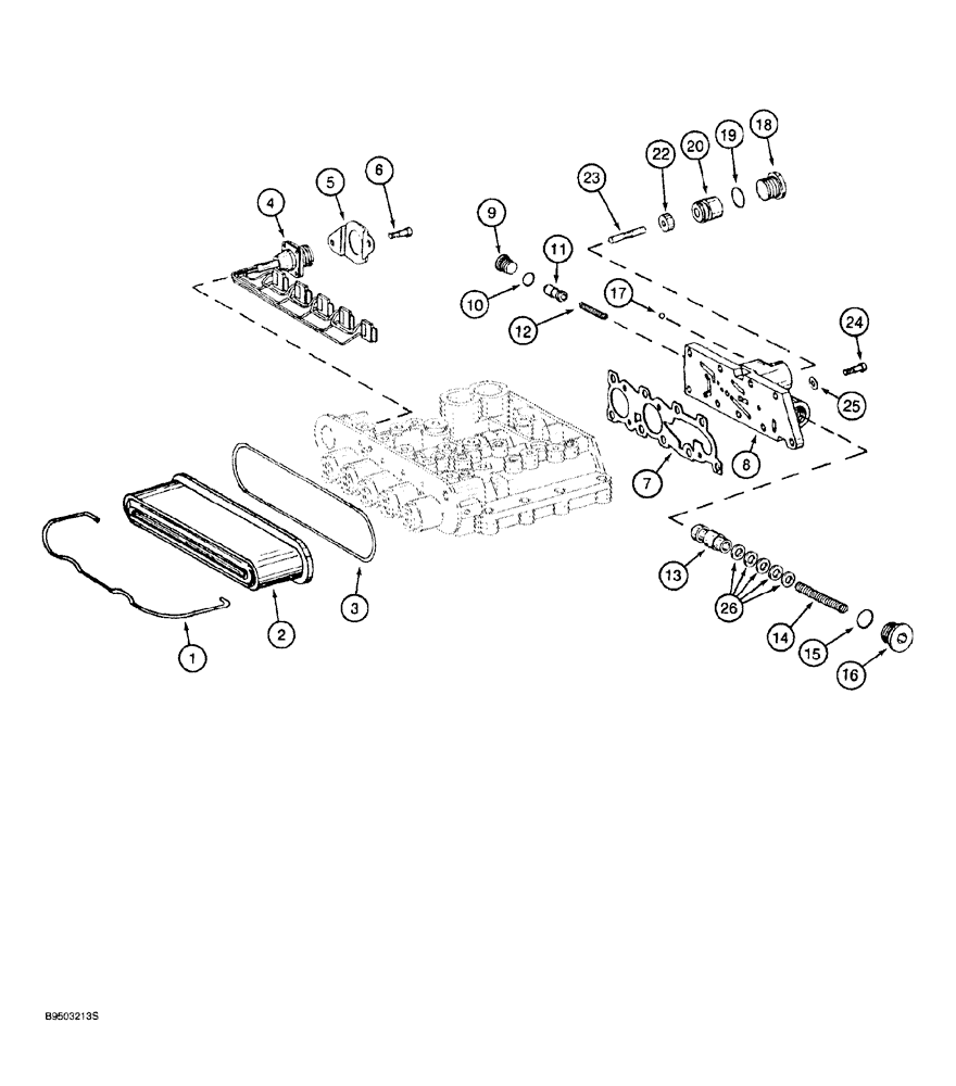 Схема запчастей Case 921 - (6-058) - TRANSMISSION ASSEMBLY, CONTROL VALVE COVERS AND HARNESS (06) - POWER TRAIN