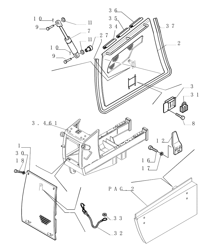 Схема запчастей Case 1850K - (5.601[01]) - HOODS Hoods / Operators Compartment