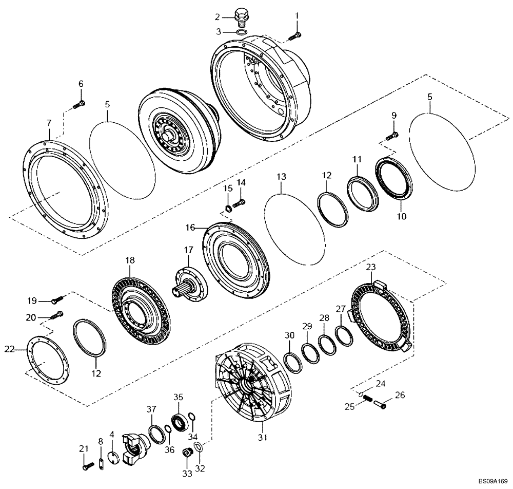 Схема запчастей Case 330B - (18A00001011[001]) - TRANSMISSION RETARDER PARTS (P.I.N. HHD0330BN7PG57000 AND AFTER) (84186762) (03) - Converter / Transmission