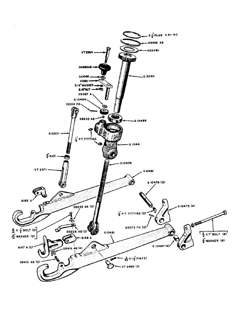 Схема запчастей Case 320 - (098) - EAGLE HITCH DRAFT ARMS AND LIFT LINKS (09) - CHASSIS/ATTACHMENTS