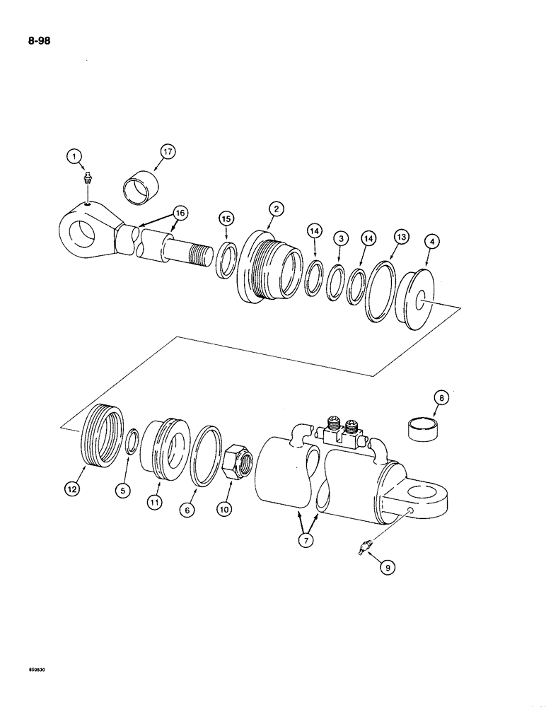 Схема запчастей Case 1085C - (8-098) - 4-IN-1 BUCKET CYLINDER (08) - HYDRAULICS