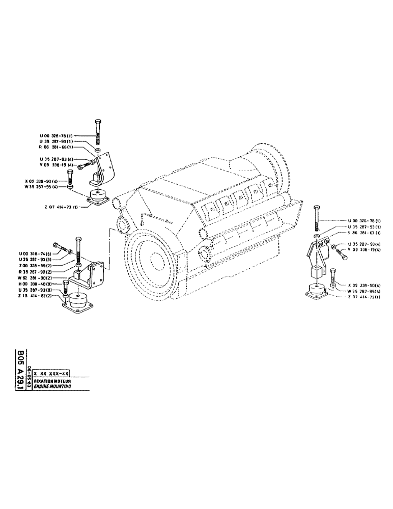 Схема запчастей Case 220 - (B-020) - ENGINE MOUNTING (01) - ENGINE