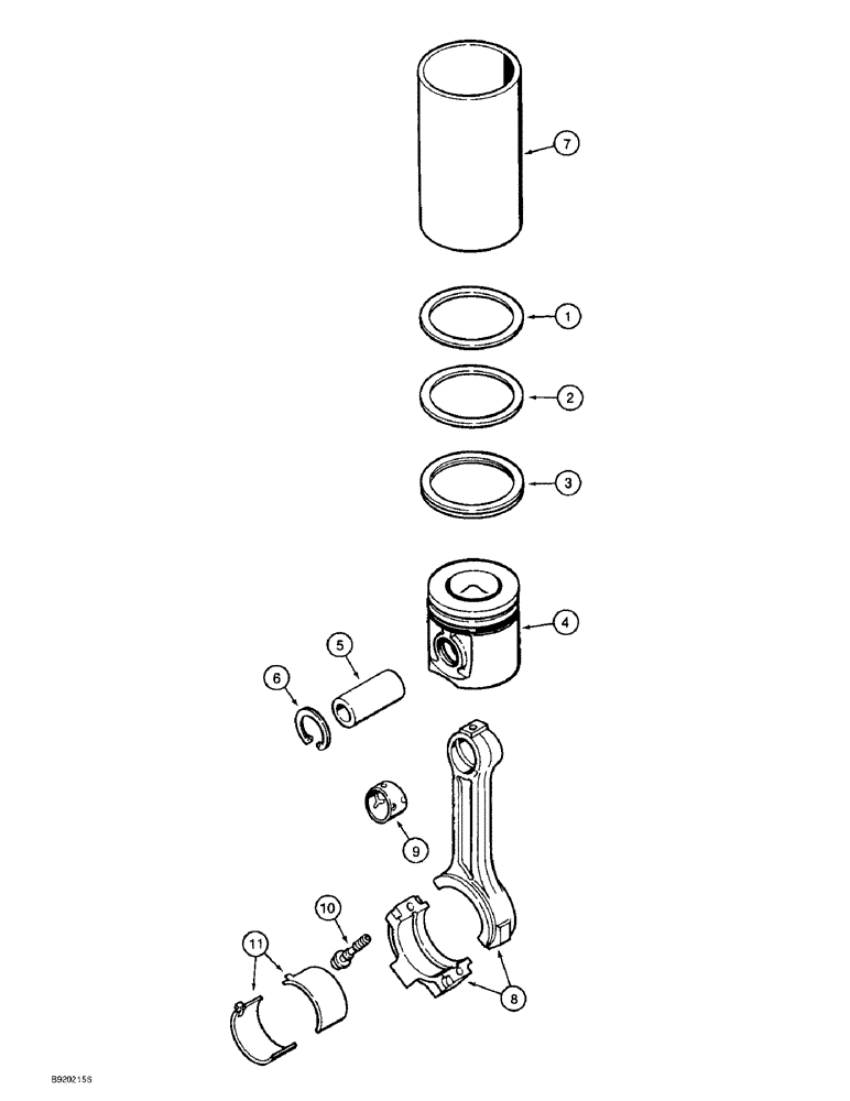 Схема запчастей Case 9010B - (2-094) - PISTONS AND CONNECTING RODS, 4TA-390 ENGINE, *PRIOR TO P.I.N. DAC01#2001, CONNECTING RODS (02) - ENGINE