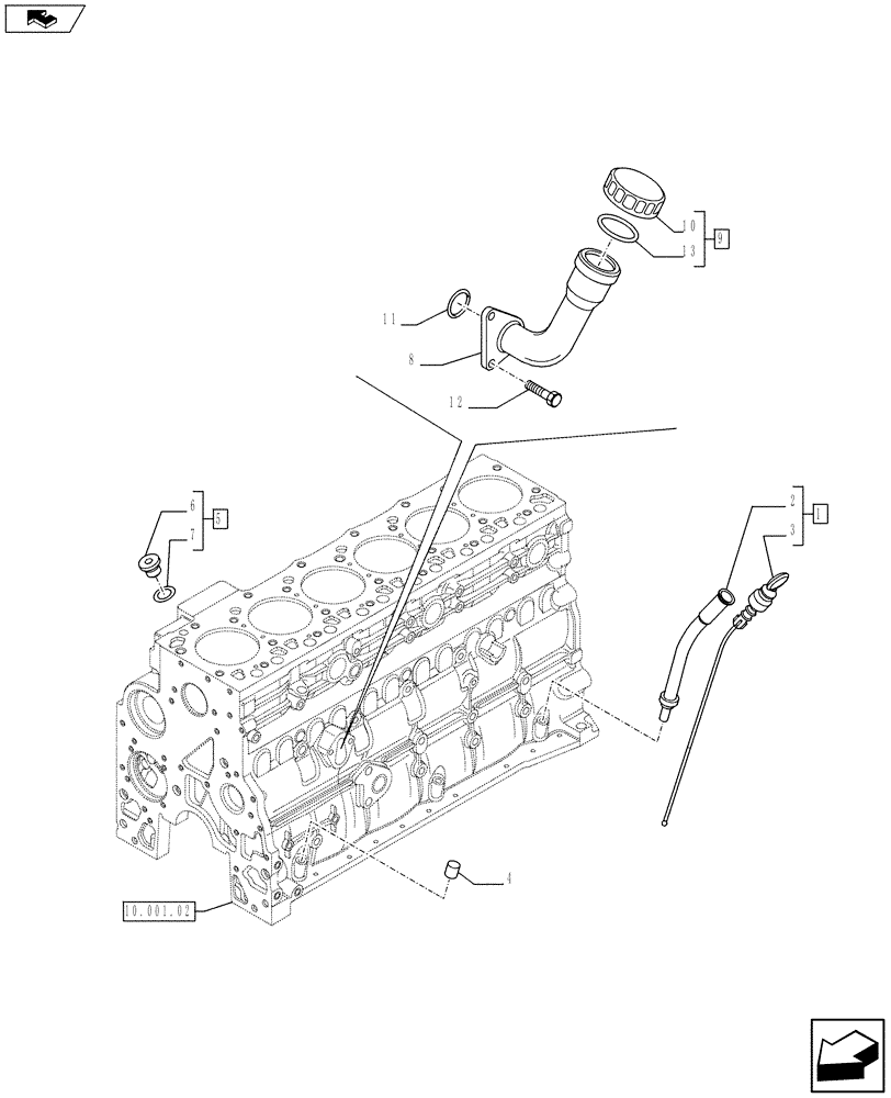 Схема запчастей Case F4HFE613X A003 - (10.304.01[01]) - DIPSTICK (10) - ENGINE