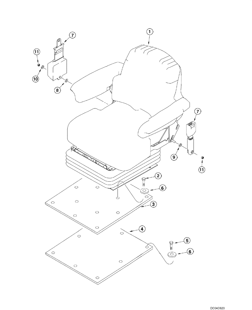 Схема запчастей Case 845 - (09.55[00]) - SEAT - MOUNTING (09) - CHASSIS