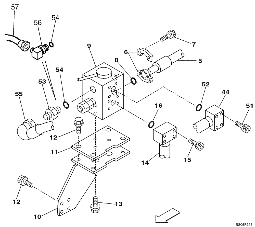 Схема запчастей Case CX290 - (08-48) - MANIFOLD - SINGLE ACTING CIRCUIT/HAMMER (08) - HYDRAULICS