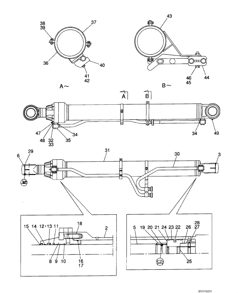 Схема запчастей Case CX800 - (08-78) - CYLINDER ASSY - BOOM (08) - HYDRAULICS