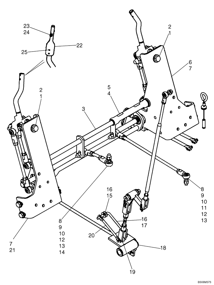 Схема запчастей Case 440 - (09-13C) - CONTROLS - LOADER AND GROUND DRIVE (ROUND LINKAGE LINKS, IF USED, SEE FIGURE 09-13B REF 1, 2) (09) - CHASSIS