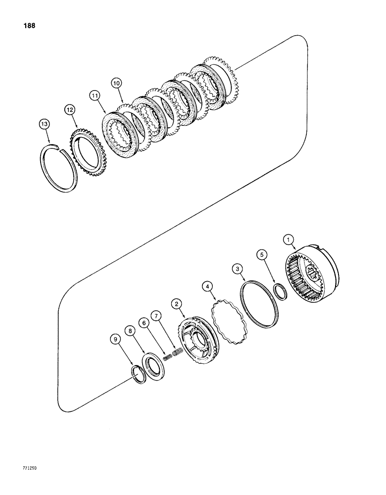 Схема запчастей Case 1150D - (188) - TRANSMISSION CLUTCHES (06) - POWER TRAIN